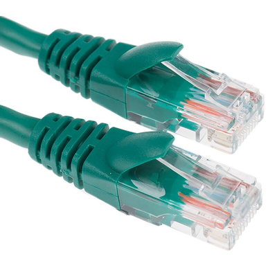 RS PRO Cat5e Male RJ45 to Male RJ45 Ethernet Cable, U/UTP, Green PVC Sheath, 0.5m