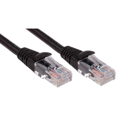 RS PRO Cat5e Male RJ45 to Male RJ45 Ethernet Cable, U/UTP, Black LSZH Sheath, 2m