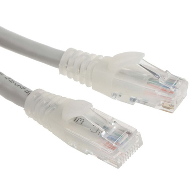 RS PRO Cat6 Male RJ45 to Male RJ45 Ethernet Cable, U/UTP, Grey PVC Sheath, 1m