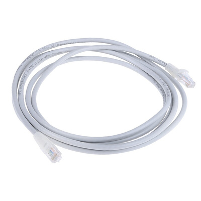 RS PRO Cat5e Male RJ45 to Male RJ45 Ethernet Cable, U/UTP, Grey PVC Sheath, 3m