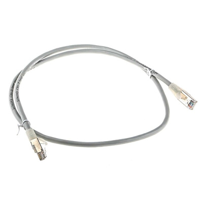 RS PRO Cat5e Male RJ45 to Male RJ45 Ethernet Cable, F/UTP, Grey PVC Sheath, 1m