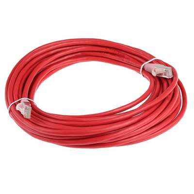 RS PRO Cat5e Male RJ45 to Male RJ45 Ethernet Cable, F/UTP, Red PVC Sheath, 10m