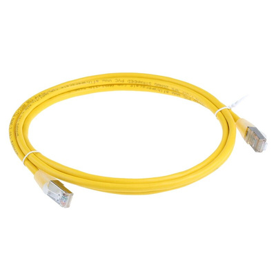 RS PRO Cat5e Male RJ45 to Male RJ45 Ethernet Cable, F/UTP, Yellow PVC Sheath, 2m