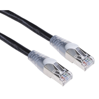 RS PRO Cat5e Male RJ45 to Male RJ45 Ethernet Cable, F/UTP, Black PVC Sheath, 10m