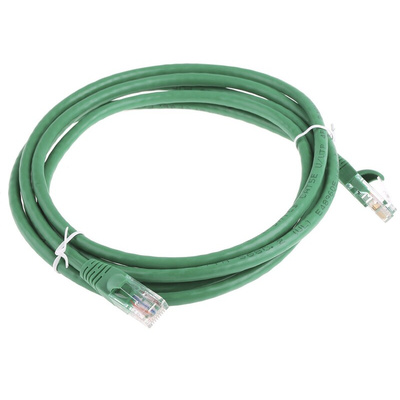 RS PRO Cat5e Male RJ45 to Male RJ45 Ethernet Cable, U/UTP, Green PVC Sheath, 2m