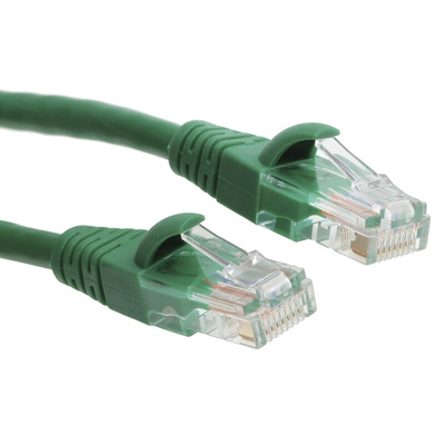 RS PRO Cat5e Male RJ45 to Male RJ45 Ethernet Cable, U/UTP, Green PVC Sheath, 2m