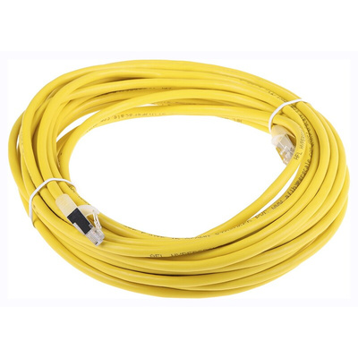 RS PRO Cat5e Male RJ45 to Male RJ45 Ethernet Cable, F/UTP, Yellow PVC Sheath, 10m