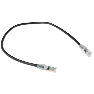 RS PRO Cat5e Male RJ45 to Male RJ45 Ethernet Cable, U/UTP, Black PVC Sheath, 0.5m