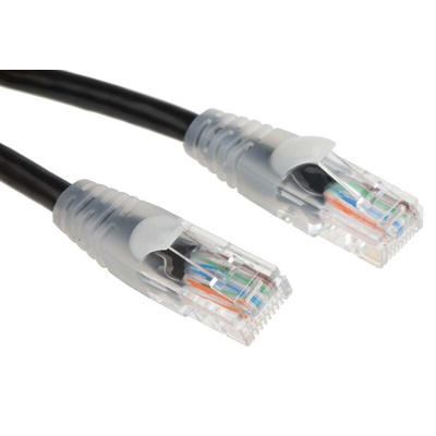 RS PRO Cat5e Male RJ45 to Male RJ45 Ethernet Cable, U/UTP, Black PVC Sheath, 0.5m