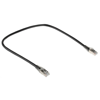 RS PRO Cat5e Male RJ45 to Male RJ45 Ethernet Cable, F/UTP, Black PVC Sheath, 0.5m