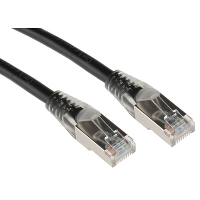 RS PRO Cat5e Male RJ45 to Male RJ45 Ethernet Cable, F/UTP, Black PVC Sheath, 0.5m