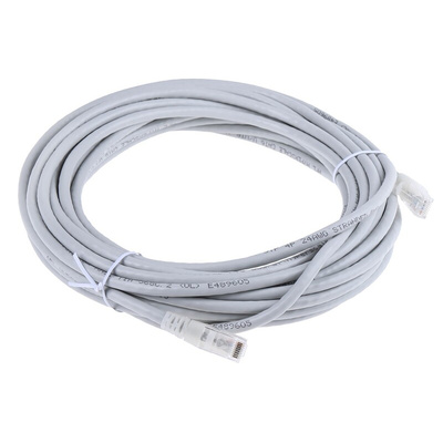 RS PRO Cat6 Male RJ45 to Male RJ45 Ethernet Cable, U/UTP, Grey PVC Sheath, 10m