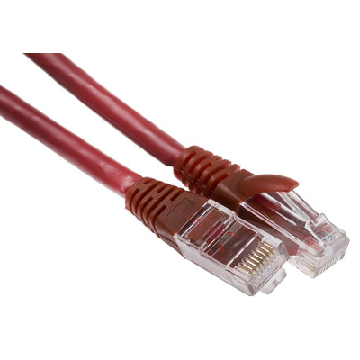 RS PRO Cat6 Male RJ45 to Male RJ45 Ethernet Cable, U/UTP, Red PVC Sheath, 0.5m