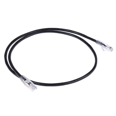 RS PRO Cat5e Male RJ45 to Male RJ45 Ethernet Cable, U/UTP, Black PVC Sheath, 1m