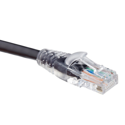 RS PRO Cat5e Male RJ45 to Male RJ45 Ethernet Cable, U/UTP, Black PVC Sheath, 1m