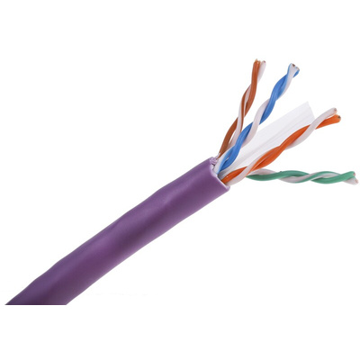RS PRO Cat6 Ethernet Cable, U/UTP, Purple LSZH Sheath, 305m, Low Smoke Zero Halogen (LSZH)