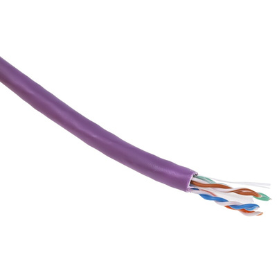 RS PRO Cat6 Ethernet Cable, U/UTP, Purple LSZH Sheath, 305m, Low Smoke Zero Halogen (LSZH)