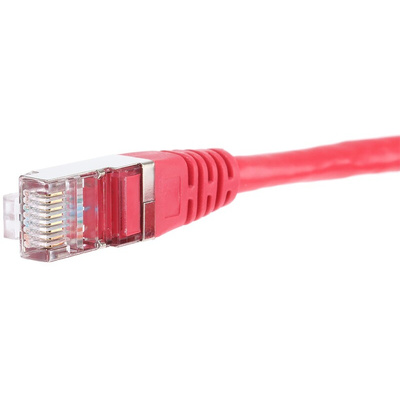 RS PRO Cat5e Male RJ45 to Male RJ45 Ethernet Cable, F/UTP, Red PVC Sheath, 3m