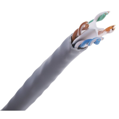 RS PRO Cat6 Ethernet Cable, U/UTP, Grey PVC Sheath, 305m