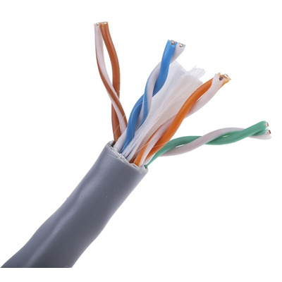 RS PRO Cat6 Ethernet Cable, U/UTP, Grey PVC Sheath, 305m