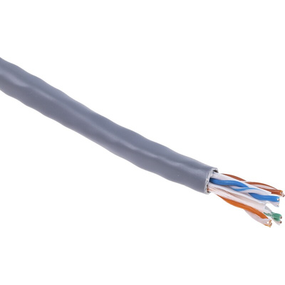 RS PRO Cat6 Ethernet Cable, U/UTP, Grey PVC Sheath, 305m