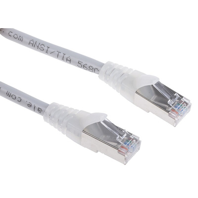 RS PRO Cat5e Male RJ45 to Male RJ45 Ethernet Cable, F/UTP, Grey PVC Sheath, 3m