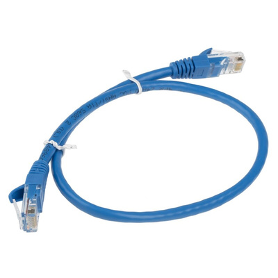 RS PRO Cat5e Male RJ45 to Male RJ45 Ethernet Cable, U/UTP, Blue PVC Sheath, 0.5m