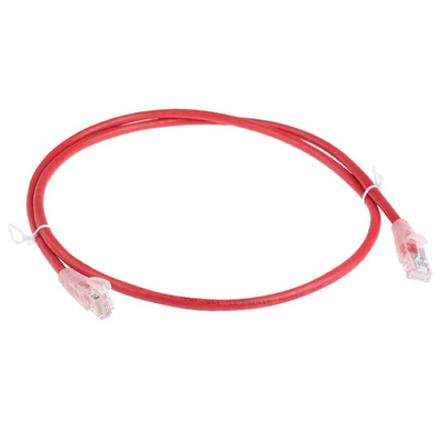 RS PRO Cat5e Male RJ45 to Male RJ45 Ethernet Cable, U/UTP, Red PVC Sheath, 1m