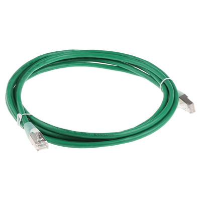 RS PRO Cat5e Male RJ45 to Male RJ45 Ethernet Cable, F/UTP, Green PVC Sheath, 3m