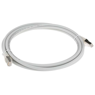 RS PRO Cat6 Male RJ45 to Male RJ45 Ethernet Cable, F/UTP, Grey LSZH Sheath, 3m