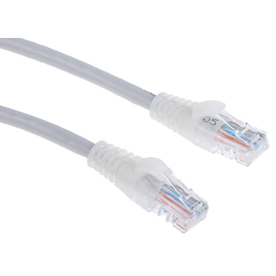 RS PRO Cat5e Male RJ45 to Male RJ45 Ethernet Cable, U/UTP, Grey PVC Sheath, 10m