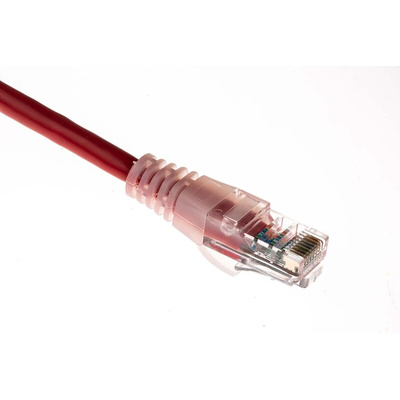 RS PRO Cat5e Male RJ45 to Male RJ45 Ethernet Cable, U/UTP, Red PVC Sheath, 0.5m