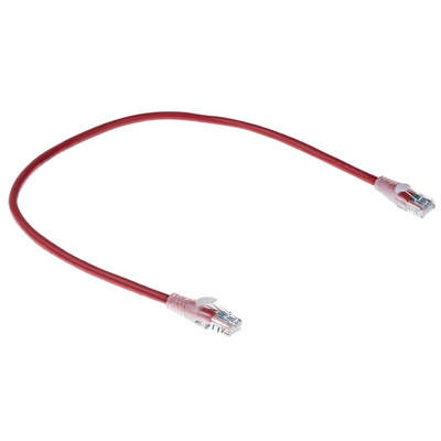 RS PRO Cat5e Male RJ45 to Male RJ45 Ethernet Cable, U/UTP, Red PVC Sheath, 0.5m