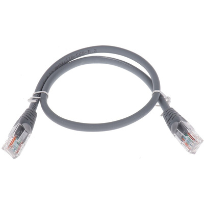 RS PRO Cat5e Male RJ45 to Male RJ45 Ethernet Cable, U/UTP, Grey LSZH Sheath, 0.5m