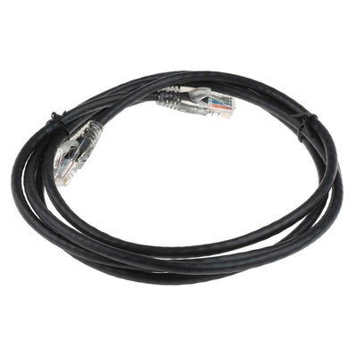 RS PRO Cat5e Male RJ45 to Male RJ45 Ethernet Cable, U/UTP, Black PVC Sheath, 2m