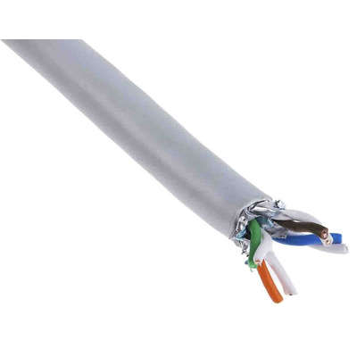RS PRO Cat6a Ethernet Cable, U/FTP, Grey PVC Sheath, 100m
