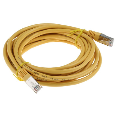 RS PRO Cat5 Male RJ45 to Male RJ45 Ethernet Cable, F/UTP, Yellow PVC Sheath, 5m
