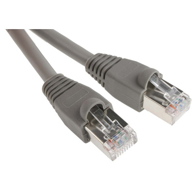 RS PRO Cat5e Straight Male RJ45 to Straight Male RJ45 Ethernet Cable, STP, Grey, 1m