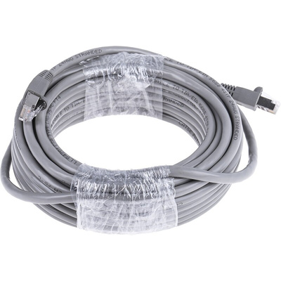 RS PRO Cat5e Male RJ45 to Male RJ45 Ethernet Cable, U/FTP, Grey, 10m