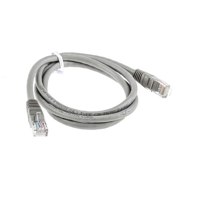 RS PRO Cat5e Male RJ45 to Male RJ45 Ethernet Cable, U/UTP, Grey, 1m