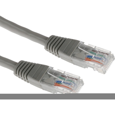 RS PRO Cat5e Male RJ45 to Male RJ45 Ethernet Cable, U/UTP, Grey, 5m