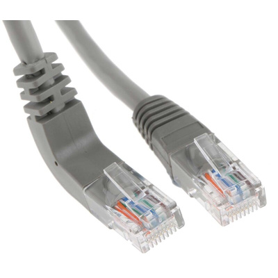 RS PRO Cat5e Male RJ45 to Male RJ45 Ethernet Cable, U/UTP, Grey PVC Sheath, 1m