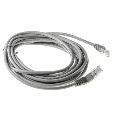 RS PRO Cat5e Male RJ45 to Male RJ45 Ethernet Cable, U/UTP, Grey PVC Sheath, 5m