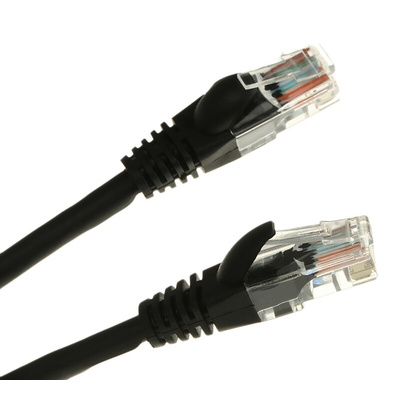 RS PRO Cat5e Male RJ45 to Male RJ45 Ethernet Cable, U/UTP, Black LSZH Sheath, 3m