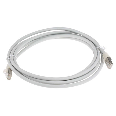 RS PRO Cat6a Male RJ45 to Male RJ45 Ethernet Cable, S/FTP, Grey LSZH Sheath, 3m