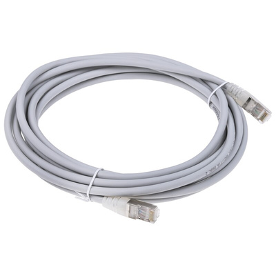 RS PRO Cat6a Male RJ45 to Male RJ45 Ethernet Cable, S/FTP, Grey LSZH Sheath, 5m