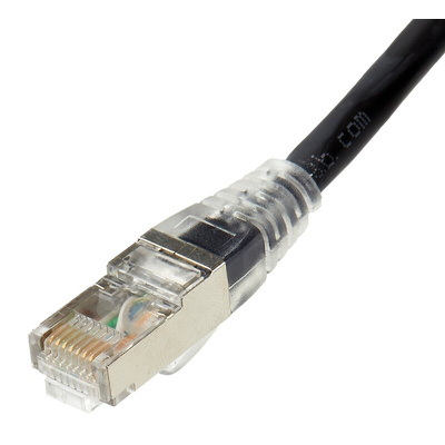 RS PRO Cat6a Male RJ45 to Male RJ45 Ethernet Cable, S/FTP, Black LSZH Sheath, 5m