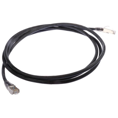 RS PRO Cat6a Male RJ45 to Male RJ45 Ethernet Cable, S/FTP, Black LSZH Sheath, 2m