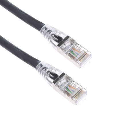 RS PRO Cat6a Male RJ45 to Male RJ45 Ethernet Cable, S/FTP, Black LSZH Sheath, 10m