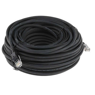 RS PRO Cat5e Male RJ45 to Male RJ45 Ethernet Cable, U/UTP, Black LSZH Sheath, 30m